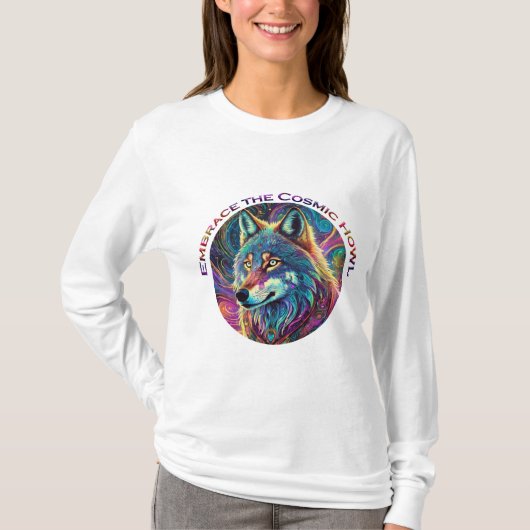 Omarm de Kosmische Howl Wolf T-shirt (Voorkant)