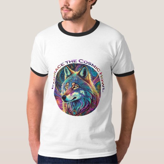 Omarm de Kosmische Howl Wolf T-shirt (Voorkant)