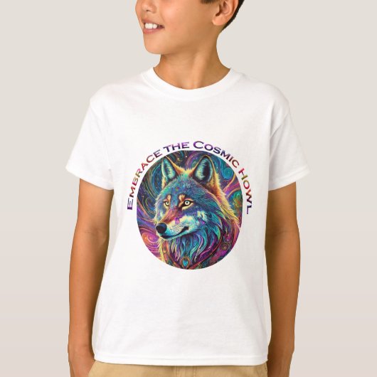 Omarm de Kosmische Howl Wolf T-shirt (Voorkant)