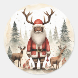 Omarm de magie: Black Santa Joy Ronde Sticker