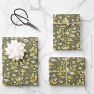Omarm de natuur met elegante bloempatronen inpakpapier vel