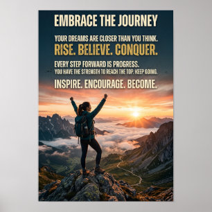 Omarm De Reis Motiverende Bergopkomst Poster