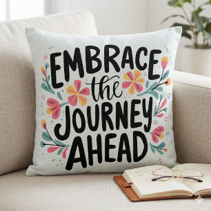 Omarm de reis vooruit Boho Floral Typography Kussen