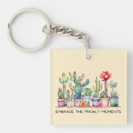 Omarm de stekelige momenten cactussen en vetplante sleutelhanger