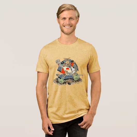 Omarm de Strijder Geest - Samurai Retro Art Tri-Blend Shirt (Voorkant volledig)