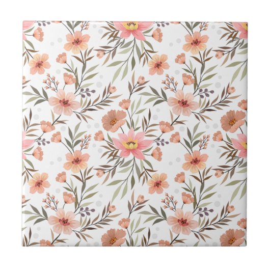 Omarm elegantie: roze Boho bloemen Tegeltje (Voorkant)