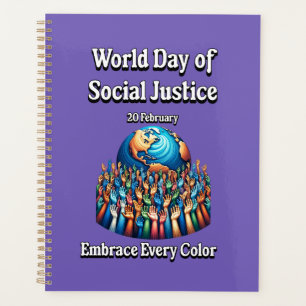 Omarm elke kleur. Werelddag van sociale rechtvaard Planner