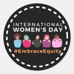 Omarm Equity Internationale Vrouwendag Ronde Sticker