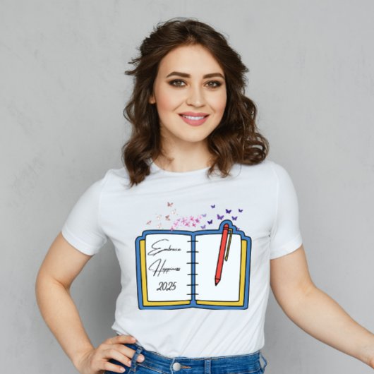 Omarm het geluk 2025 t-shirt