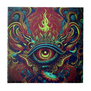 Omarm het visionaire Abstracte vlammende oog Tegeltje