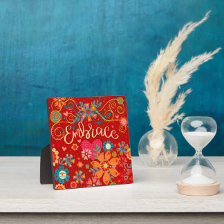 Omarm Inspirerend Hart Bloemen  Rood Fotoplaat