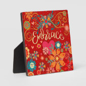 Omarm Inspirerend Hart Bloemen Rood Fotoplaat (Voorkant)