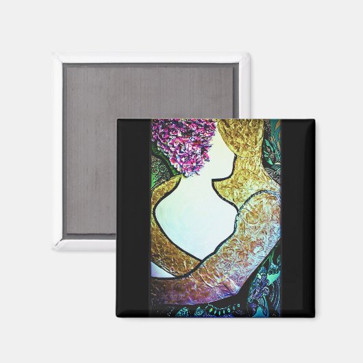 Omarm Interraciaal koppel knuffelen kunstwerk Magneet (Voorkant / Achterkant)