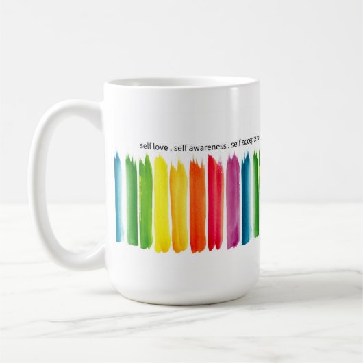 'Omarm jezelf' Regenboog Mok (Links)