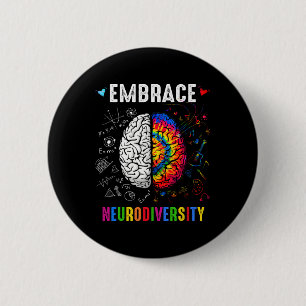 Omarm Neurodiversiteit Autisme Bewustzijn Asd Mann Ronde Button 5,7 Cm