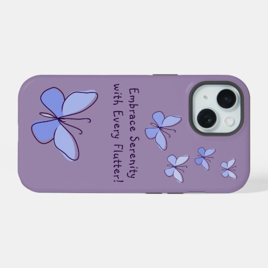 Omarm Serenity met Elke Flutter in Blauw iPhone 15 Hoesje (Achterkant horizontaal)