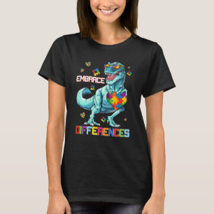 Omarm Verschil Dinosaurus Puzzel Autisme Bewustzi T-shirt