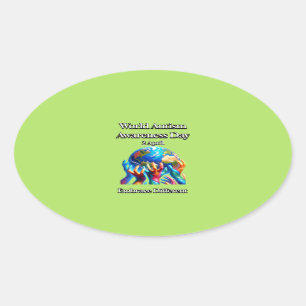 Omarm verschillende. Wereld Autisme Bewustzijn Dag Ovale Sticker