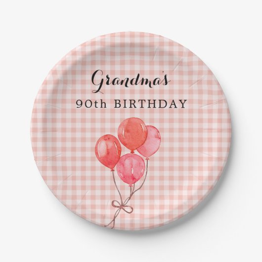 Oma's 90ste verjaardag papieren bordje (Voorkant)