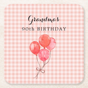 Oma's 90ste verjaardag vierkante kartonnen onderzetter