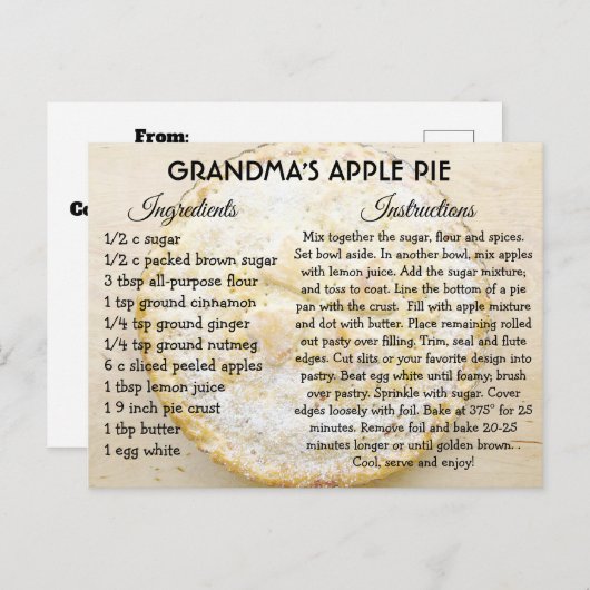 Oma's Apple Pie Day Recept Kaart (Voorkant / Achterkant)