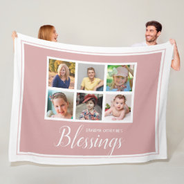 Oma's Blessings 6 Fotocollage Roze Fleece Deken