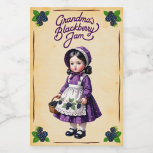 Oma's Braambessenjam Vintage Voedsetiket Voedselcontainer Etiket