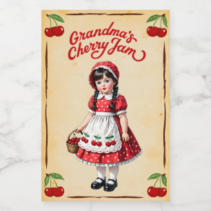 Oma's Cherry Jam Eten Label Voedselcontainer Etiket