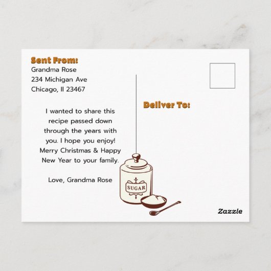 Oma's Chocolade Chip Cookie Bar Recept Kaart (Achterkant)