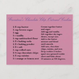 Oma's Chocolade Chip Havermout Raisin Cookies Briefkaart