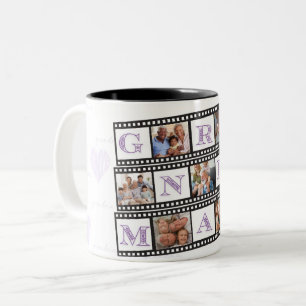 Oma's Coffee Cup gepersonaliseerd met 7 foto's! Tweekleurige Koffiemok