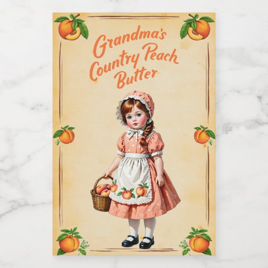 Oma's Country Peach Butter Voedselcontainer Etiket (Enkel label)