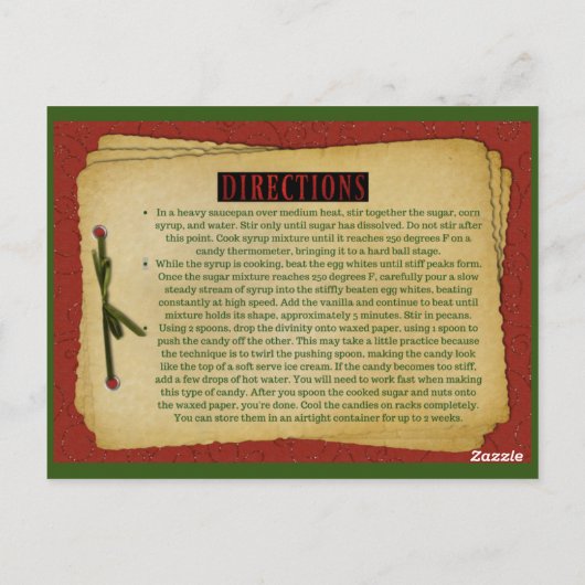 Oma's Divinity Fudge RECIPE KAART (Achterkant)