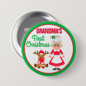 Oma's eerste kerstknop ronde button 7,6 cm (Voorkant /achterkant)