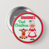 Oma's eerste kerstknop ronde button 7,6 cm (Voorkant /achterkant)