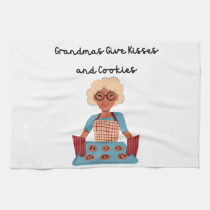 Oma's geven kussen en koekjes theedoek