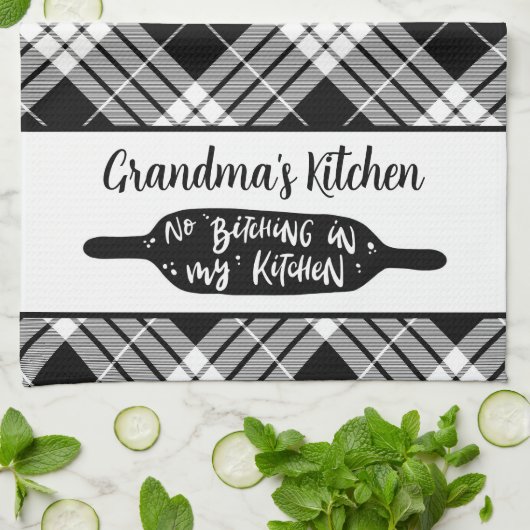 Oma's Keuken Zwart-wit Plaid Theedoek (Gevouwen)