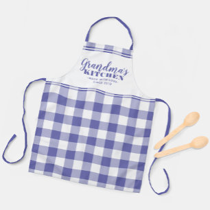 Oma's Kitchen Custom Periwinkle Gingham Check Schort