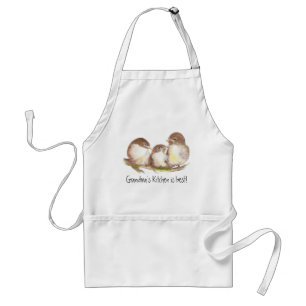 Oma's Kitchen is de beste ,Schattigee vogelfamilie Standaard Schort