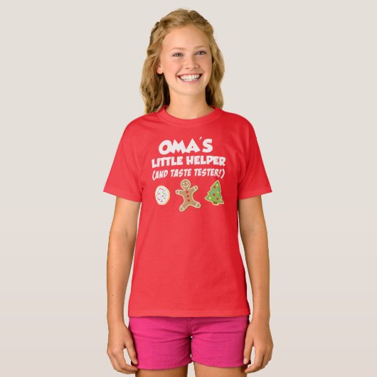 Oma's kleine helper kerstkoekjes t-shirt (Voorkant volledig)