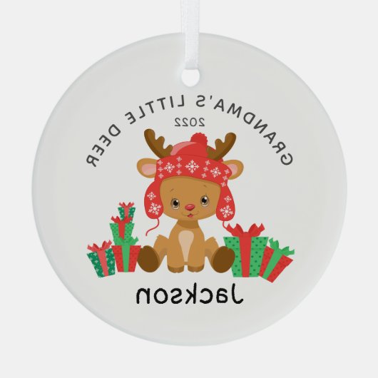 Oma's kleine kerstfeest glas ornament (Achterkant)