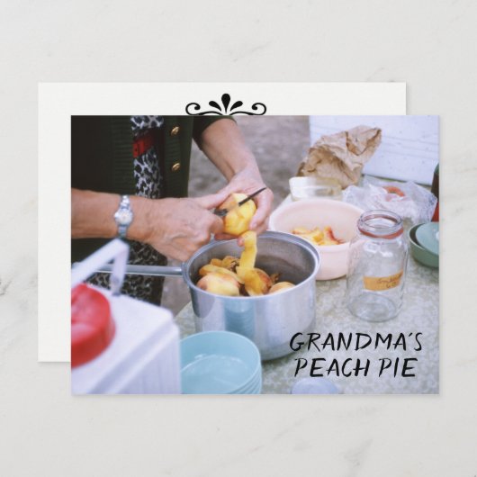 Oma's Peach Pie Recept Verse perziken Briefkaart (Voorkant / Achterkant)