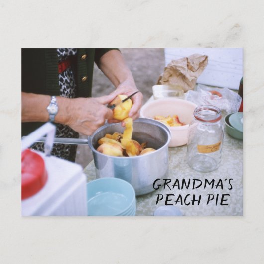 Oma's Peach Pie Recept Verse perziken Briefkaart (Voorkant)