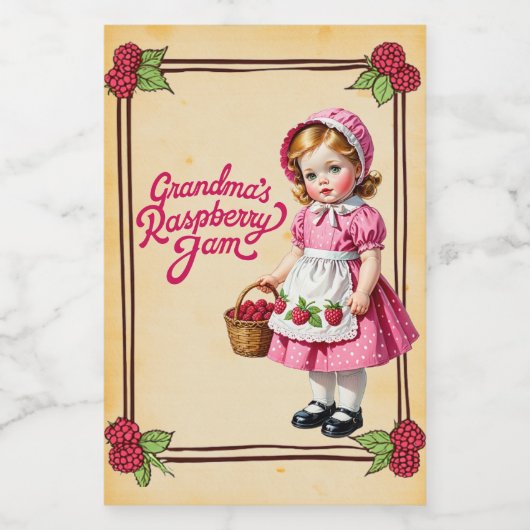 Oma's Raspberry Jam  Eten Label Voedselcontainer Etiket (Enkel label)