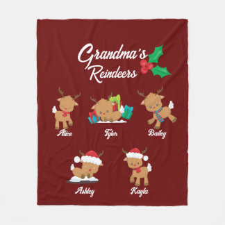 Oma's rendier 5 aangepaste kleinkinderen namen Xma Fleece Deken