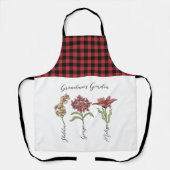 Oma's Tuin Bloem 3 Grootkinderen Naam Floral Schort (Voorkant)