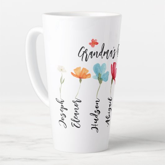 Oma's Tuin Bloem Grootkind Naam Latte Mok (Linkerhoek)