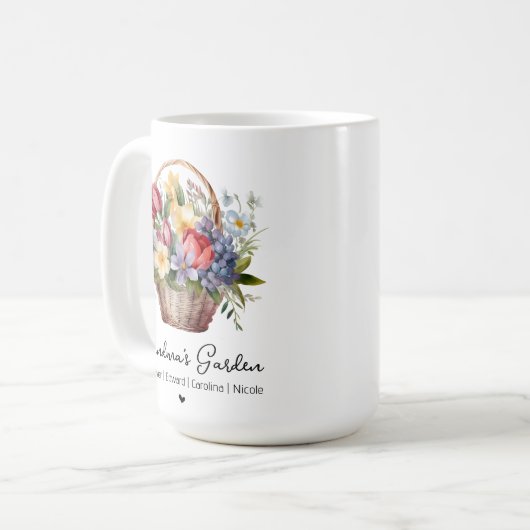 Oma's Tuinnamen Waterverf Bloemenmand Koffiemok (Voorkant links)