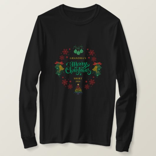 Oma's Vintage Vrolijk Kerstfeest T-shirt (Design voorkant)