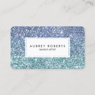 Ombre Aqua Blue Faux Parties scintillant Cartes de